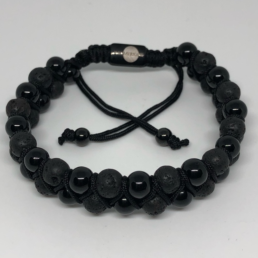 Natural Onyx and Lava Gemstone Bracelet
